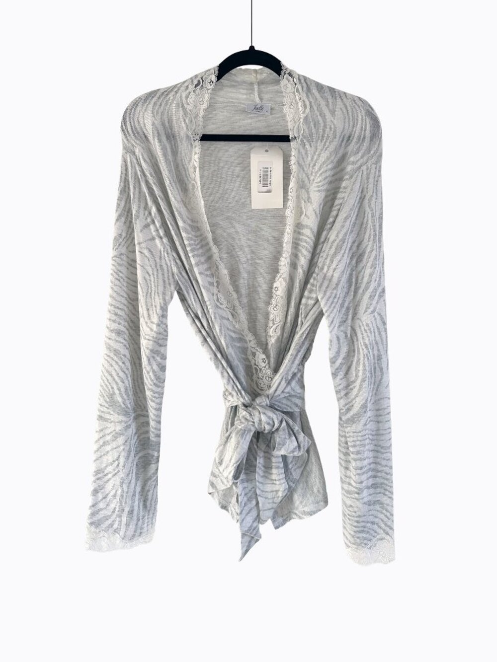La Perla Joelle Zebra Print Wrap Top Cardigan L Lace Knit Loungewear Balletcore